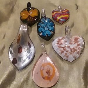Pretty Art Glass Dichroic Pendants - LOT of 6